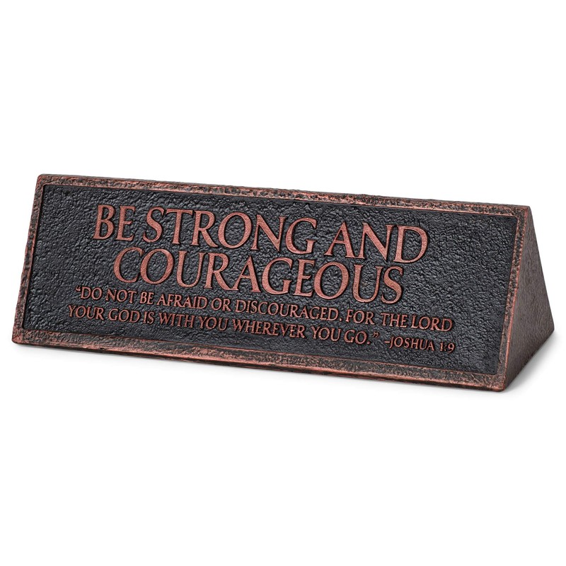 Lighthouse Christian Products Strong and Courageous Reminder Hammered Copper 6.5