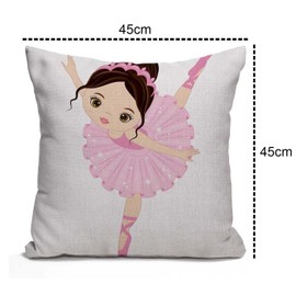 Tomda Cushion Cover Ballet Cute Little Ballerina Dancing Girl in Pink Dress Cartoon Decorative Throw Pillow Cover Home Decor Square 45x45cm 18x18 Inch Pillowcase