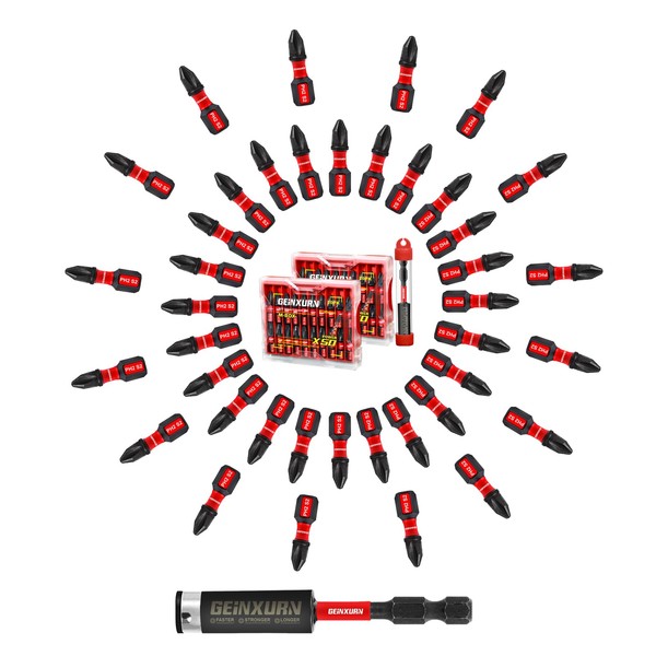 Geinxurn Impact 1 in. #2 Phillips Insert Driver Bits,40 Pack