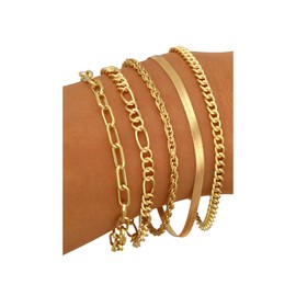 11PCS Dainty Gold Bracelets for Women,Chain Bracelets Set for Womens Trendy,Fashion Gold Bracelets Hand Link,Adjustable Layered Bracelet Set Hypoallergen Women Jewelry (5PCS)