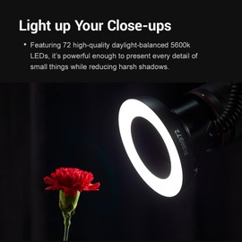 Godox RING72 Macro LED Ring Light, with 8 Lens Adapter Rings, 5600K Color Temperature Compatible with Sony Canon Nikon DSLR Camera