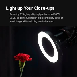 Godox RING72 Macro LED Ring Light, with 8 Lens Adapter Rings, 5600K Color Temperature Compatible with Sony Canon Nikon DSLR Camera