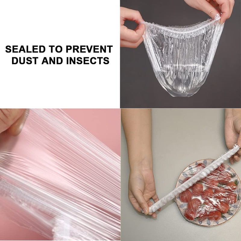 Pack of 100 Transparent Food Storage Bags, Elastic Disposable Storage