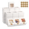 OUGEBOX 50 Pcs 4x4x2.5 Inch Bakery Boxes with Window, White