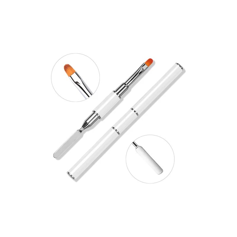 4 Pinceles Para Uñas Polygel/acrigel Doble Con Espátula