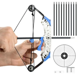 Mini Compound Bow, Premium, Multi-functional, Composite Bow, Bow Model, Archery Toy, For Kyudo Practice, Blue Hexagonal Composite Bow, 8.9 inches (22.5 cm)