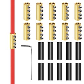10Sets 6 Gauge Wire Connectors, 6 Awg Wire Connectors Terminal, 80Amp Waterproof Heat Shrink Tubing Quick Connect Splice Connector, 4-Hole Wiring Connector Set (Gold)