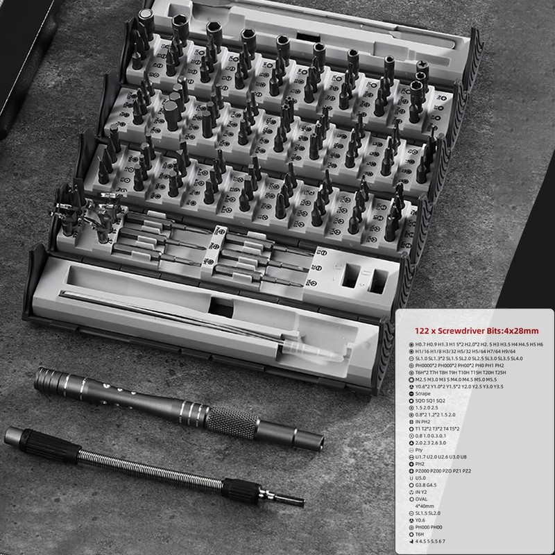 Precision Screwdriver Set Cylinder Organizing Case 128pcs in 1 Case