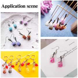 Souarts Charms Pendant Set for Earrings, Bracelet, Necklace, Key Ring, Milk Tea, Bubble Tea, Make-it-Yourself DIY Jewellery, Set of 48