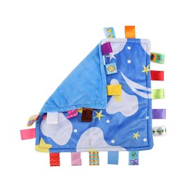 Eyand Comforter Blanket, Tag Blanket NO Crinkle Sound Blue with Colorful Tag, Taggy Blanket Best Gift f Boy and Girls