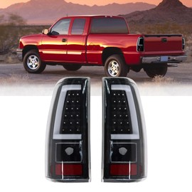 LED Tail Lights Compatible with 2003-2006 Chevy Silverado 1500 2500 3500 2007 Clear Lens Black Inner Milky White Drl Cover OE Replace GM2800174, GM2801174