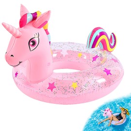 Inflatable Swimming Ring for Women Men, Pool Float Swim Tube Unicorn Pool Toy Summer Pool Beach Outdoor Party Supplies Inflatable Raft Floaties Fun Water Toy Accessories for Adult and Teens