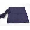 F NODE Men's Bow Tie, Denim Pocket Square with Handkerchief,
