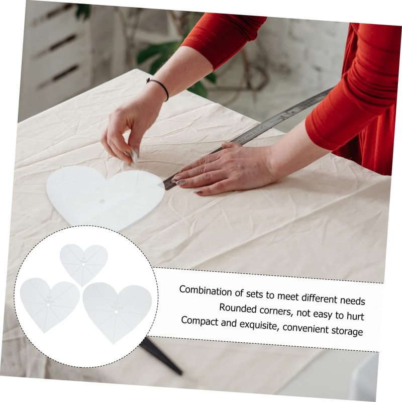 SEWACC 3pcs Acrylic Patchwork Rulers Heart Shape Sewing Rulers for