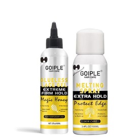 Goiple Lace Melting Spray Adhesive Set, Lace Melting Spray & Lace Gel & Double-ended Brush, Strong Natural Effect, Fast Drying, Easy To Apply and No Residue - Volume: 100ml+60ml, Specification: 2 counts/set