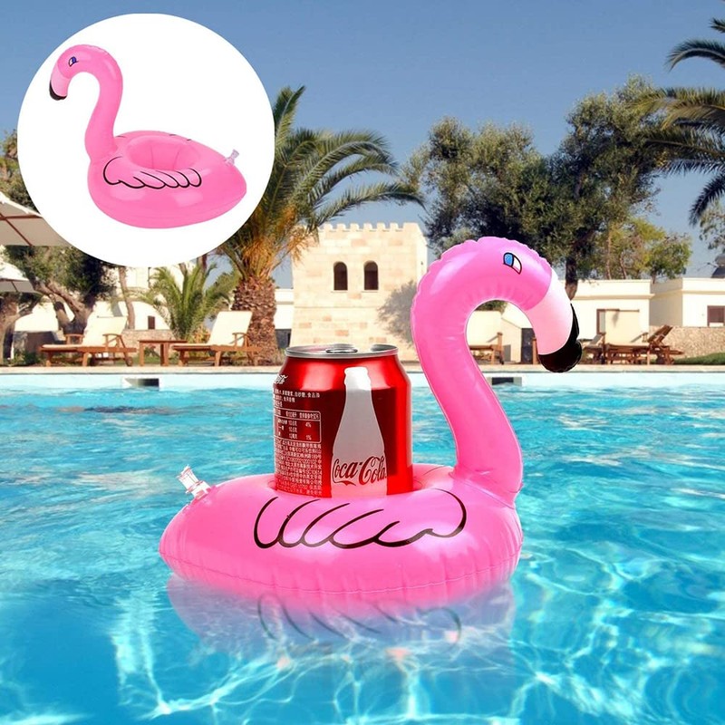 REILTAS Flamingo Inflatable Drink Holder,9 Pack Pink Flamingo Drink Float,Cup