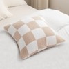 NIDITW Set of 2 Ultra Soft Khaki Checkerboard Throw Pillow