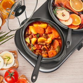 Triple Slow Cooker Buffet Server Food Warmer with 3 Adjustable Temperature Modes, Slow Cooker with 1.5 QT Ceramic Pot, Removeable Glass Lid and 3 PVC Spoons, Dishwasher Safe, Stainless Steel