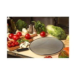 Protectors against grease, and any type of frying pan splashes, 13 inches (ideal size), stainless steel, kitchen tool accessories. Cook safely and without splashes! Black handle.