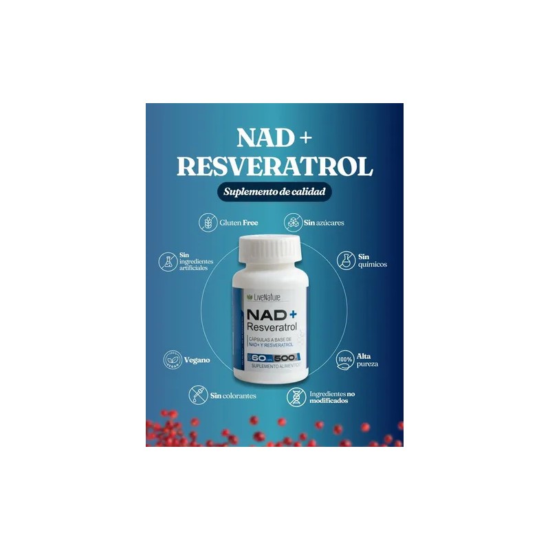 Resveratrol + Nad 120 Caps Live Nature Antioxidante Natural