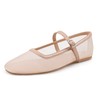 BCTEX COLL Nude Mesh Ballet Flats Mary-Jane Ballerina Flats Square
