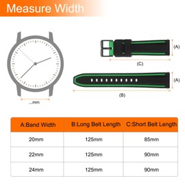 HARFINGTON Silicone Watch Bands 22mm Width Soft Quick Release Rubber Watch Bands with Matte Black Buckle for Men Women, Black Turquoise