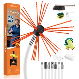 Bluesea 23 Feet Chimney Sweep Kit, Ergonomic Chimney Cleaning Kit, Extends Up to 23 Feet, Chimney Cleaner, Chimney Cleaning Tools, Chimney Cleaning System with Strong Brush, 7 Flexible Chimney Rods
