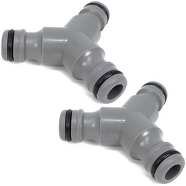 com-four® Set 01 Y-Valve for Connecting Three Hoses, Y Splitter for Hose Junction, Water Connection Distributor, Grey, 13 mm (1/2 Inch) and 19 mm (3/4 Inch) (Set01 - Y Splitter)