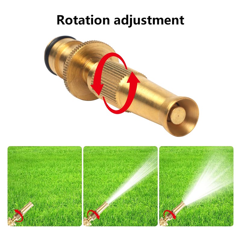 Runmeihe Solid Heavy-Duty Garden Hose Nozzle Brass Adjustable Hose Nozzle,High