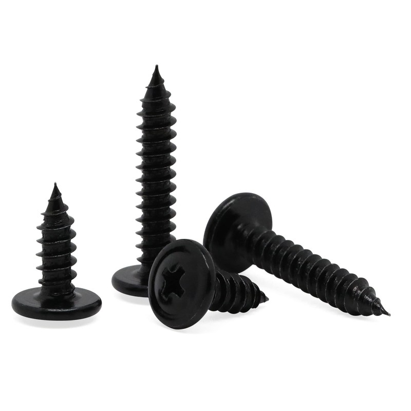 #10 x 1/2" Black Modified Wafer Truss Head Wood Screws,