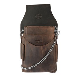 LEONARDO VERRELLI Waiter Wallet Made of Nappa Leather, Waiter Purse, Taxi, Service for Men and Women, Wallet with Holster, Pocket with Chain and Large Coin Compartment, brown, Classic