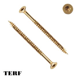 TERF® High Performance Multi Purpose Screw 6.0 X 150mm Torx Drive Flat Countersunk Head Wood Screws 6.0mm X 150mm (No.12 X 6) For Hardwood Decking MDF Plastic and Sheet Metal - Pack of 25