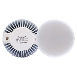 Rowrun Gx53 LED Bulb 10W 900lm Daylight Bulb for Replacement of Traditional Halogen Gx53 Lamp Cabinet, Showcase, Exhibition, Shop Showroom Lighting Non-Dimmable Pack of 2