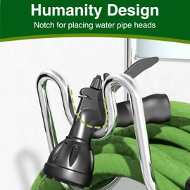 Josmimic Stainless Steel Garden Hose Holder - Silver SS304 Water Hose Holder - Wall Mounted Hose Hanger Heavy Duty for Water Hose Extension Cords Vacuum Hose, Anti-Rust.