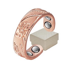 Magnetic Jewelry Magnetic Copper Ring for Women with 2 Strong Magnets Adjustable CPR-0957, Copper