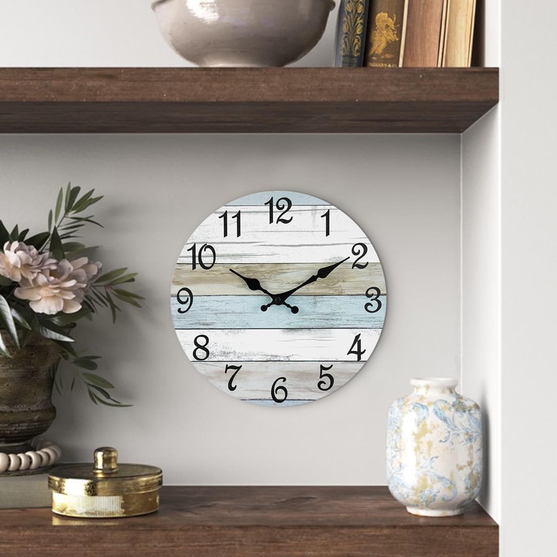 CHYLIN Wall Clock 12 Inch Bathroom Clock, Rustic Wall Clocks