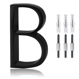 5" Stainless Steel Floating House Number, Metal Modern House Numbers, Mailbox Decor Number with Nail Kit, Coated Black, 911 Visibility Signage (B)