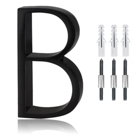 5" Stainless Steel Floating House Number, Metal Modern House Numbers, Mailbox Decor Number with Nail Kit, Coated Black, 911 Visibility Signage (B)
