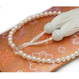 Enyapear Pure Water Pearl, Genuine Pearl, 0.2 inch (6 mm), For Women, Special Case, Tassel Color, White, Pearl Prayer Beads, Can be Used in All Sect