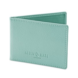 ALLEN & MATE Genuine Leather Bus Pass Travel Card Holder/Driving License Oyster, Minimalist Wallet Credit Card Holder (Lagoon Premium)