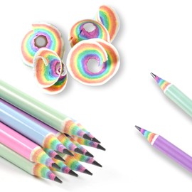 ECOTREE Pre-Sharpened Pencils #2 Eco Rainbow Paper Pencils for Kids Cute Number 2 Pencil with Erasers for School, Writing,12 Count