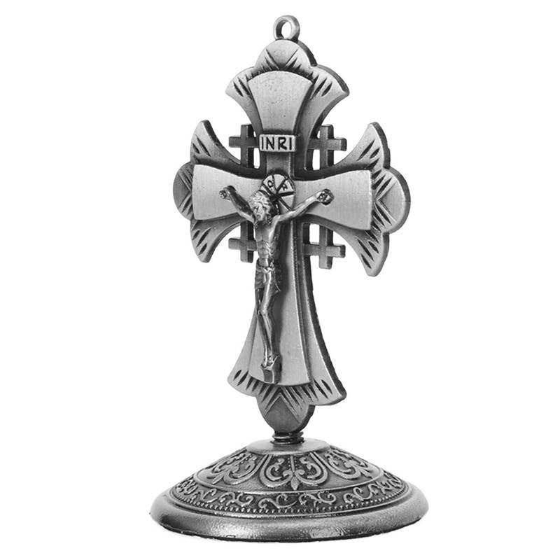 Jesus Statue Ornament Alloy Jesus Christ Cross Statue Figurine Christian
