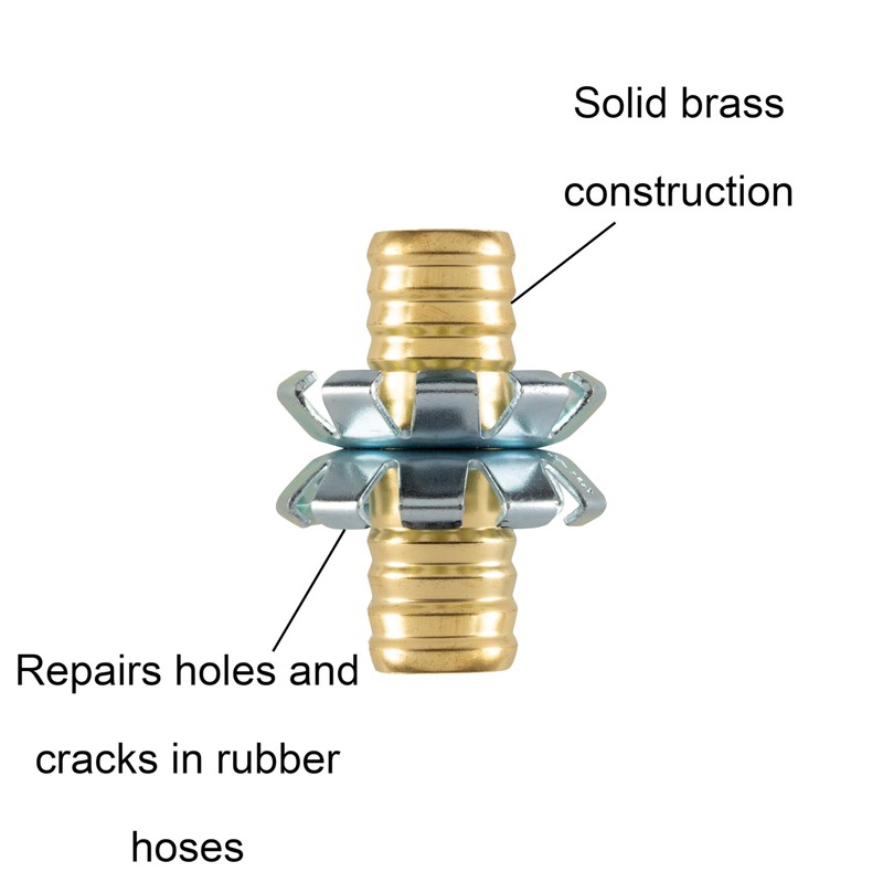 Gilmour 3/4" Brass Hose Clinch Mender, Heavy Duty Metal Water