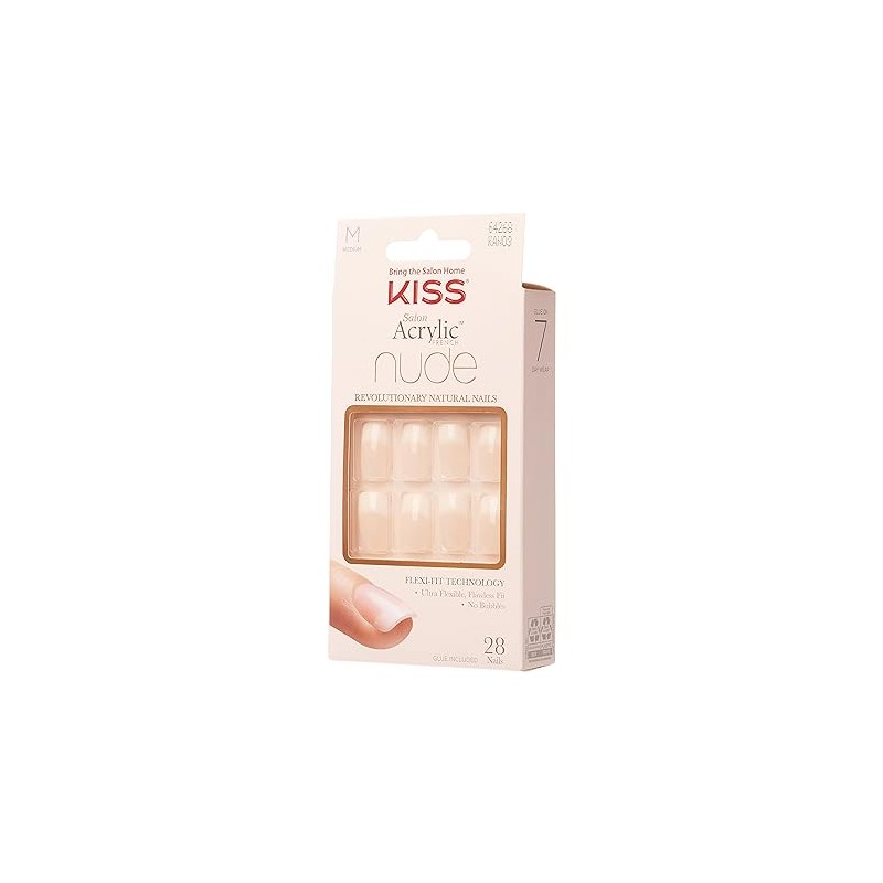 Kiss Salon Acrylic Nude French Nails, Cashmere, 31 Count