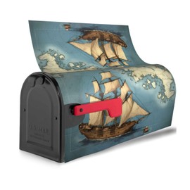 YYHWHJDE letterbox Cover Waterproof Oxford Cloth Accommodates Standard Size or Large Size mailboxes Nautical Sailboat Map Picture 21x18 in