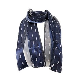 Pamper Yourself Now Musical Notes and treble clef thin scarf. Great present/gift for music lovers, Lovely music scarf for choirs and musical groups. (navy blue)