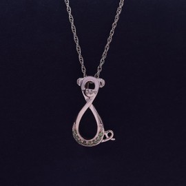 AFFY Simulated Green Peridot Pig Infinity Pendant Necklace in 14K Rose Gold Over Sterling Silver