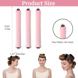HASTHIP® Rizadores de Cabello Sin Calor con Ganchos,Tubos Flexibles de Satén para Dormir,Rizador Sin Calor para Todo Tipo Cabello Varillas Rizos Natur