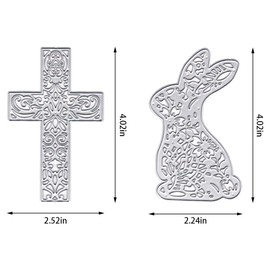ALIBBON Easter Cross Rabbit Die Cuts for Card Making, Lace Easter Rabbit Cutting Dies Metal Template Molds, Religion Cross Dies for Crafting DIY Photo Album Embossing Scrapbooking Supplies