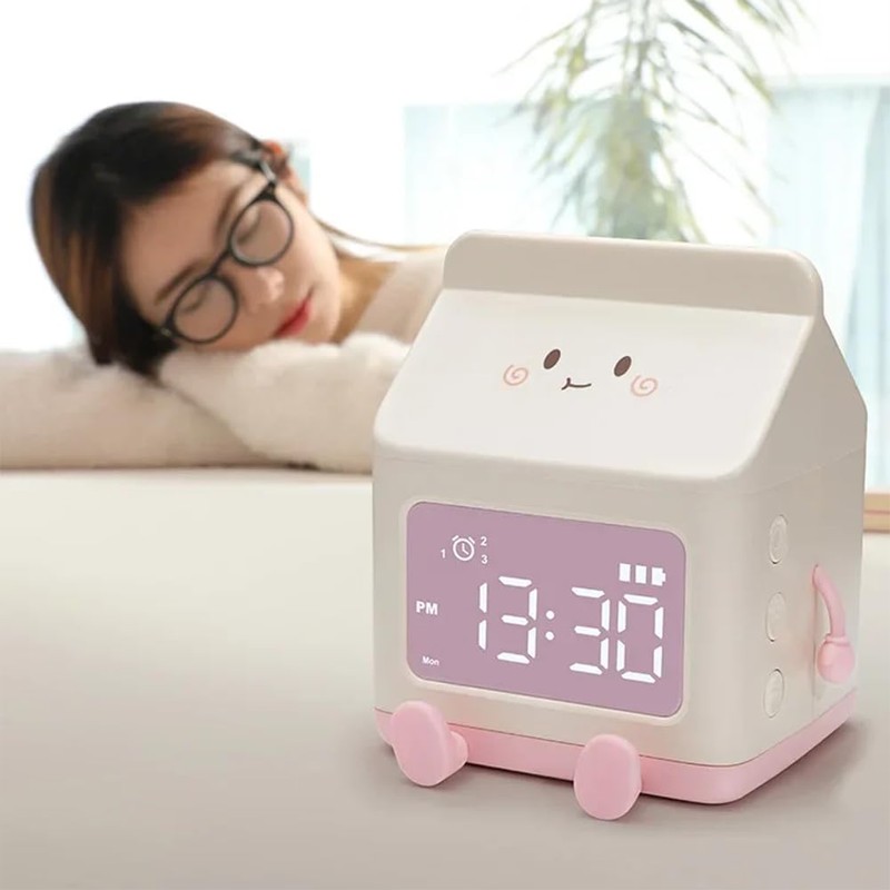 Roarrter Milk Carton Electronic Alarm Clock Student Mini Countdown Cute